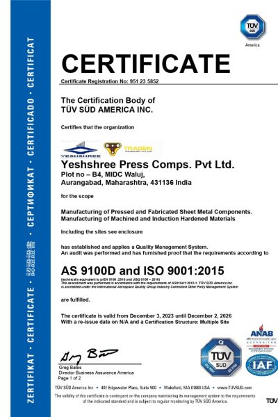 Aerospace AS9100D and ISO 9001 2015